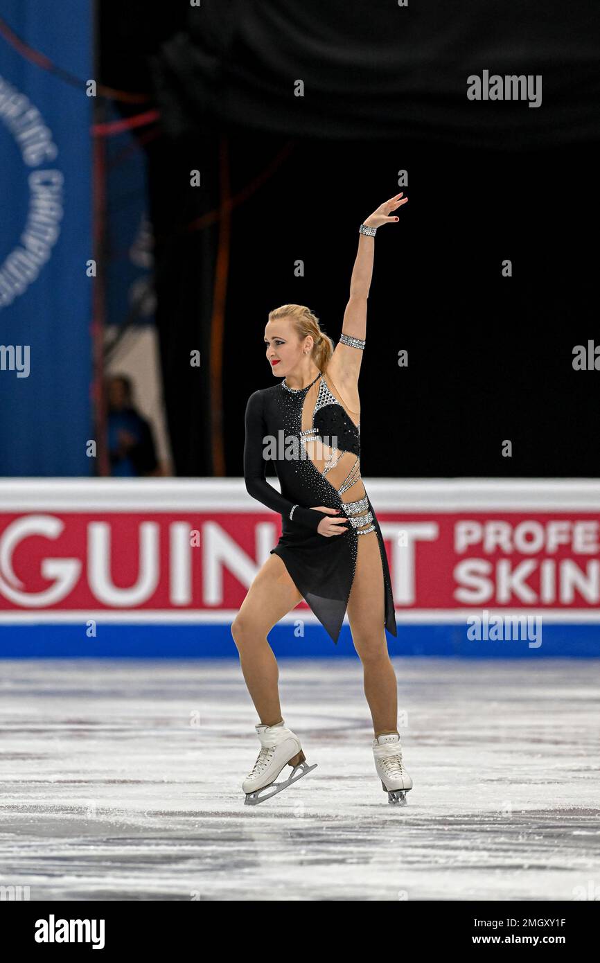 Antonina DUBININA (SRB), während des Women Short Program, bei der ISU European Figure Skating Championships 2023, in Espoo Metro Areena, am 26. Januar 2023 in Espoo, Finnland. Kredit: Raniero Corbelletti/AFLO/Alamy Live News Stockfoto