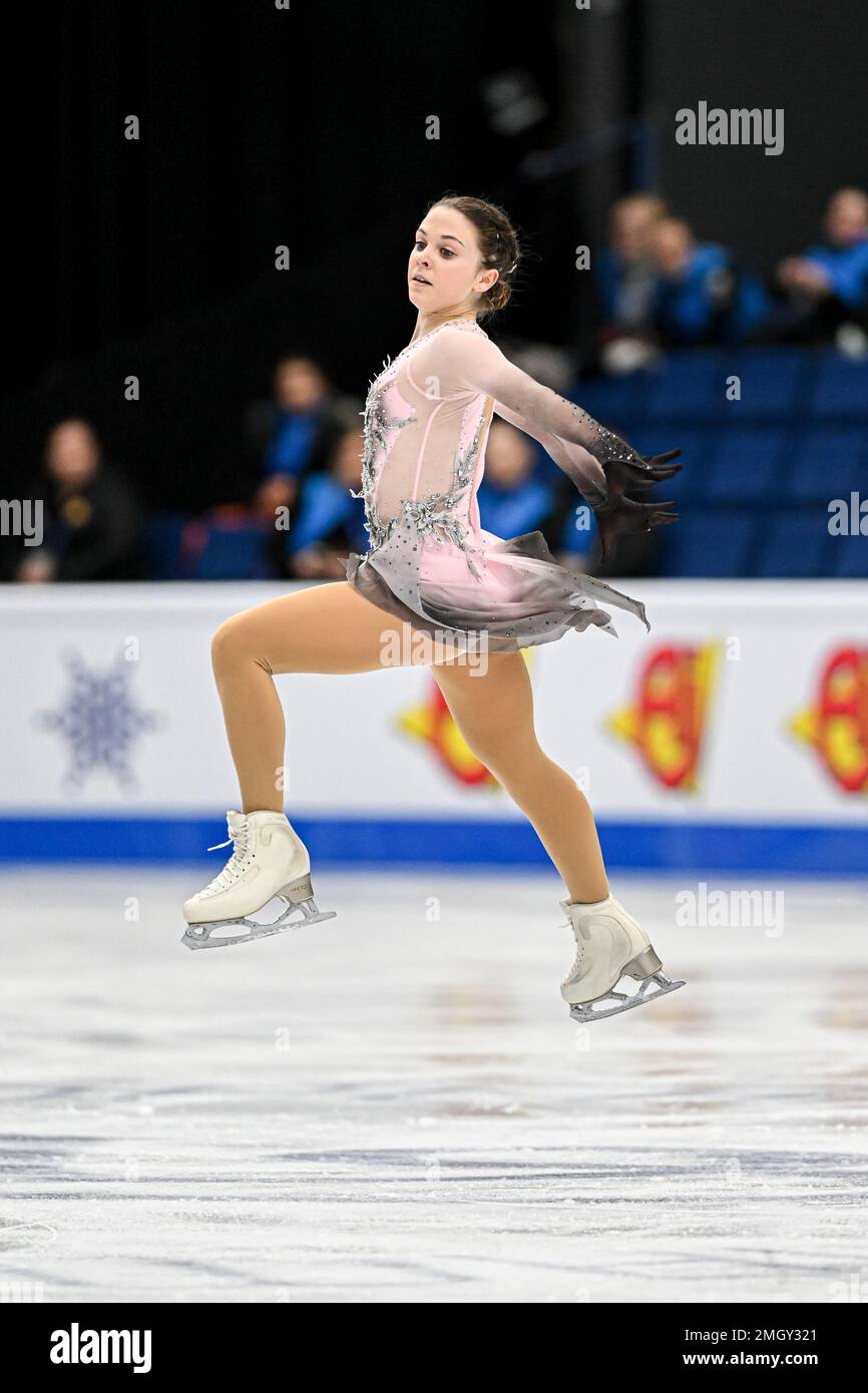 Julia LANG (HUN), während des Women Short Program, bei der ISU European Figure Skating Championships 2023, in Espoo Metro Areena, am 26. Januar 2023 in Espoo, Finnland. Kredit: Raniero Corbelletti/AFLO/Alamy Live News Stockfoto
