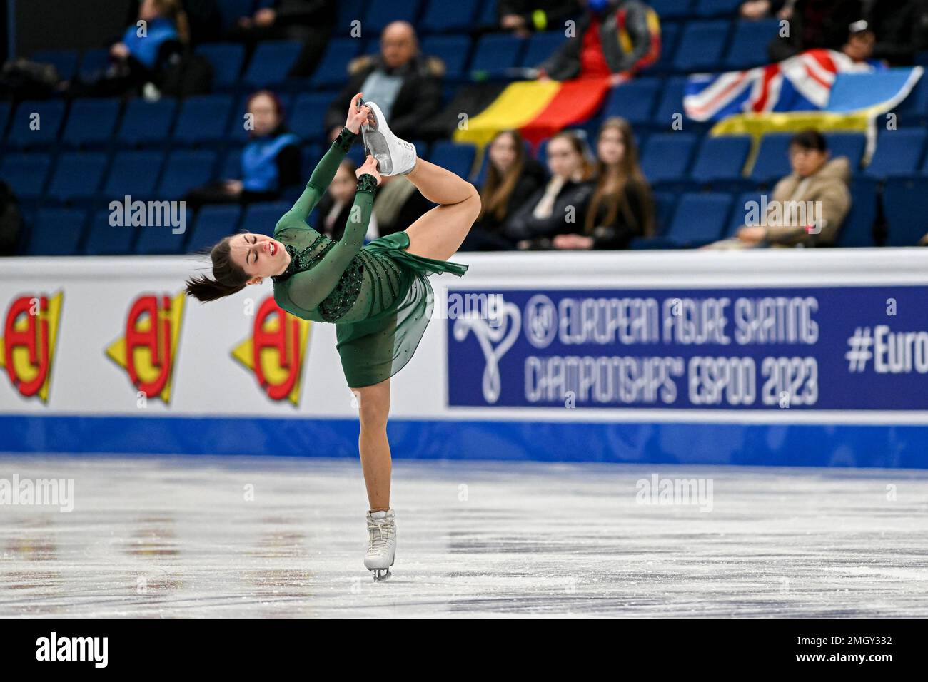 Julia SAUTER (ROU), während des Women Short Program, bei der ISU European Figure Skating Championships 2023, in Espoo Metro Areena, am 26. Januar 2023 in Espoo, Finnland. Kredit: Raniero Corbelletti/AFLO/Alamy Live News Stockfoto