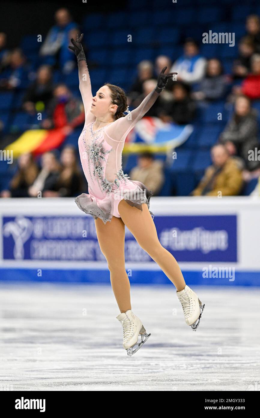 Julia LANG (HUN), während des Women Short Program, bei der ISU European Figure Skating Championships 2023, in Espoo Metro Areena, am 26. Januar 2023 in Espoo, Finnland. Kredit: Raniero Corbelletti/AFLO/Alamy Live News Stockfoto