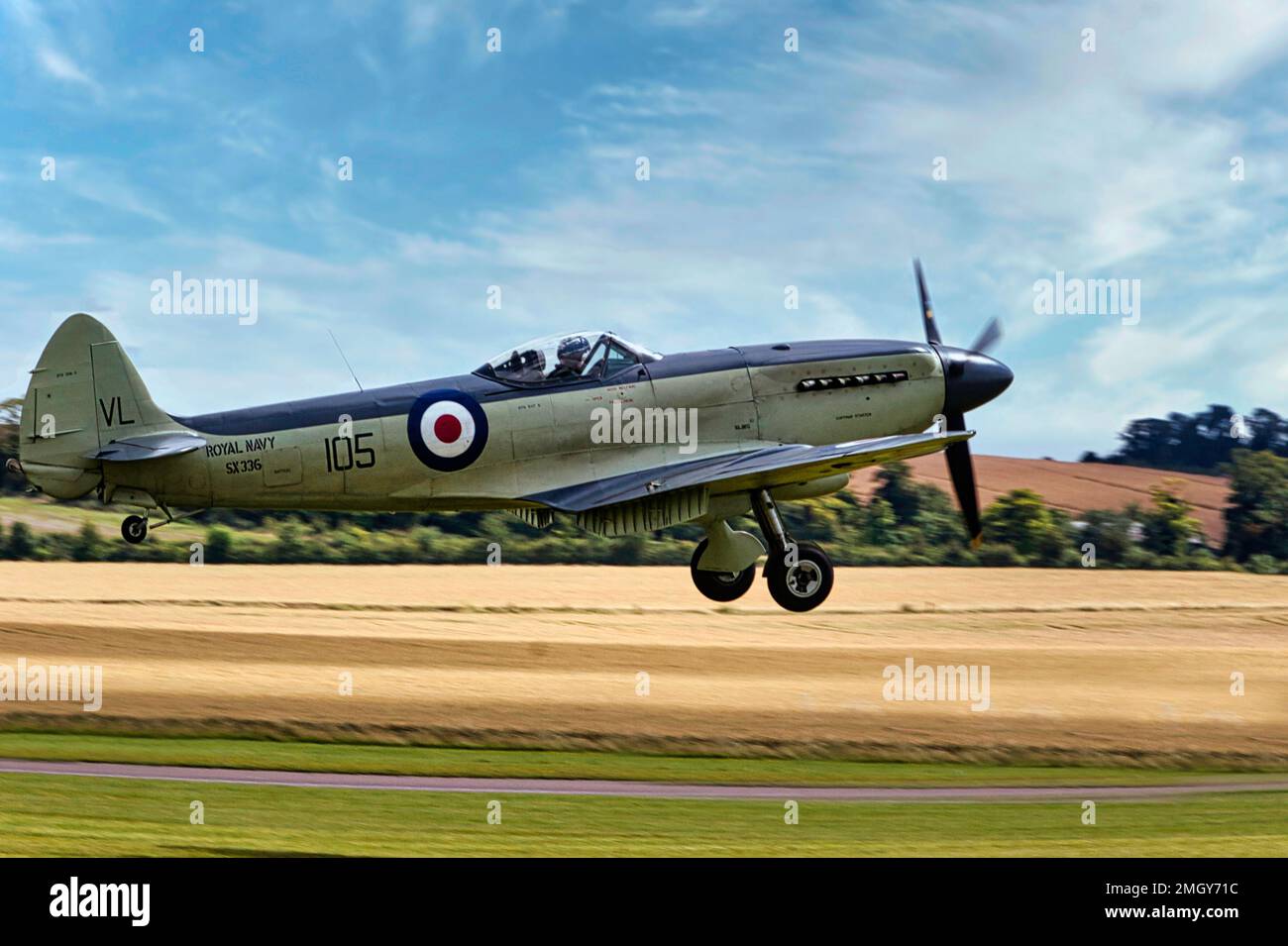 Flugzeug Supermarine Seafire XVII Duxford UK Stockfoto
