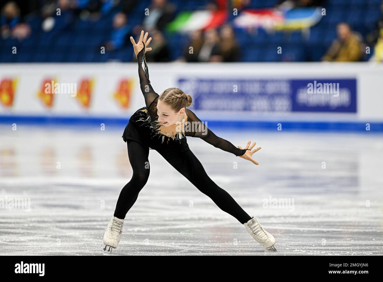 Sofja STEPCENKO (LAT), während des Women Short Program, bei der ISU European Figure Skating Championships 2023, in Espoo Metro Areena, am 26. Januar 2023 in Espoo, Finnland. Kredit: Raniero Corbelletti/AFLO/Alamy Live News Stockfoto