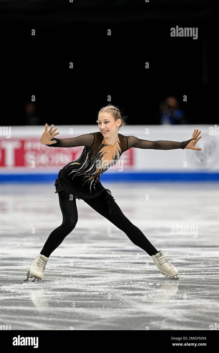 Sofja STEPCENKO (LAT), während des Women Short Program, bei der ISU European Figure Skating Championships 2023, in Espoo Metro Areena, am 26. Januar 2023 in Espoo, Finnland. Kredit: Raniero Corbelletti/AFLO/Alamy Live News Stockfoto