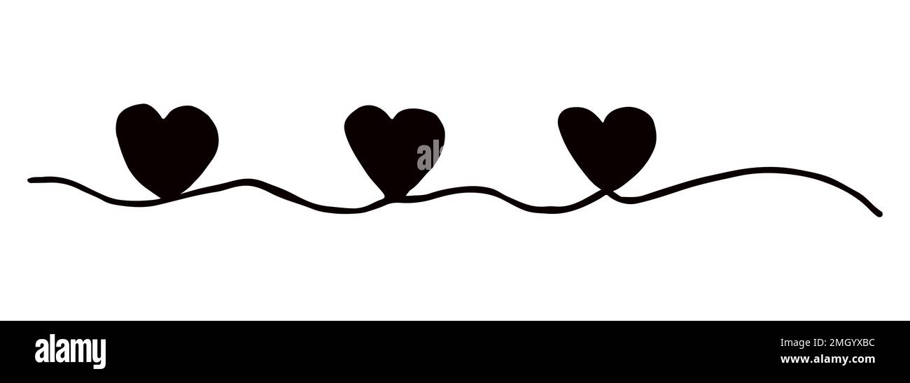 Herztuch zum Valentinstag, handbemalt mit Pinsel und Tinte Stock Vektor