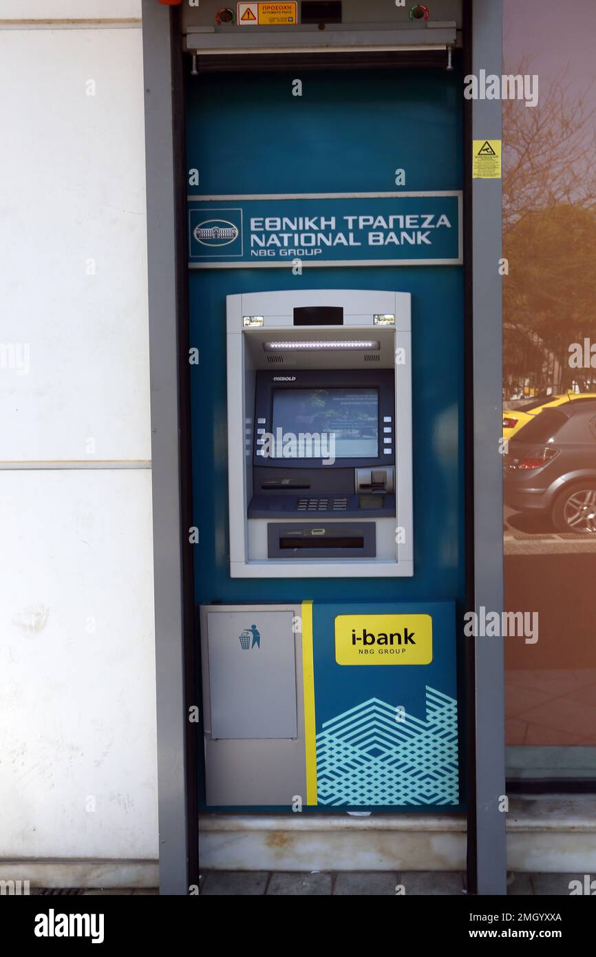 National Bank Cash Machine Vouliagmeni Griechenland Stockfoto