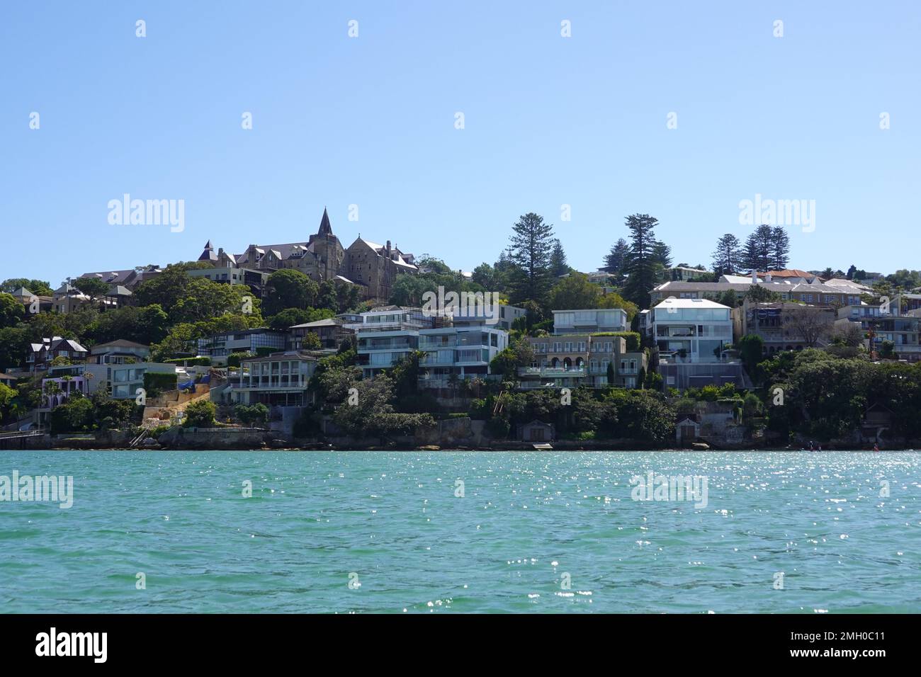 Kincoppal - Rose Bay, unabhängige Schule, vom Hafen von Rose Bay aus gesehen Sydney Harbour, Sydney, Australien Stockfoto