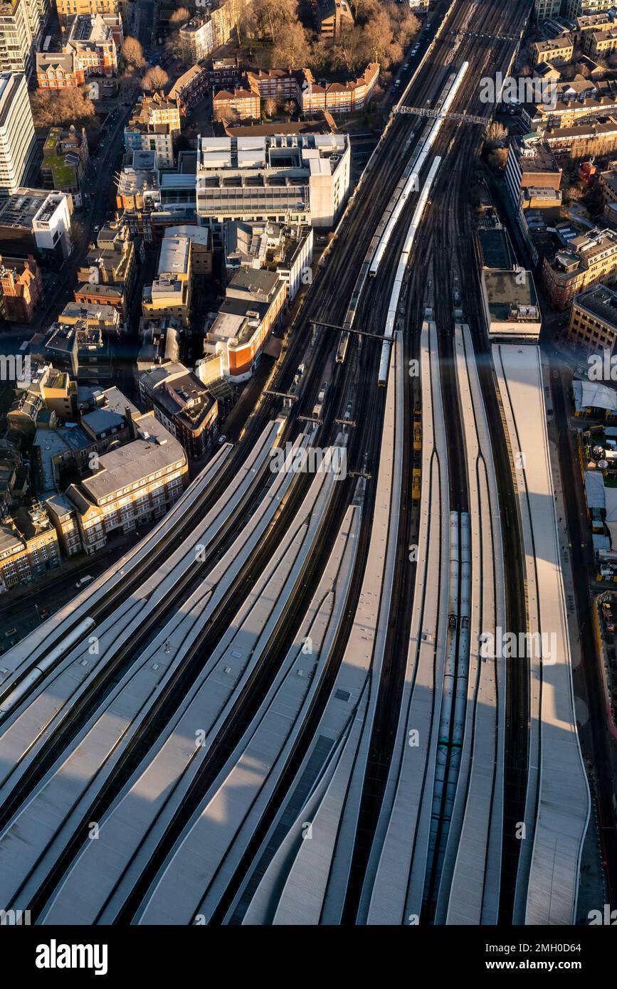 Eine Luftaufnahme der London Bridge Station, London, Großbritannien. Stockfoto