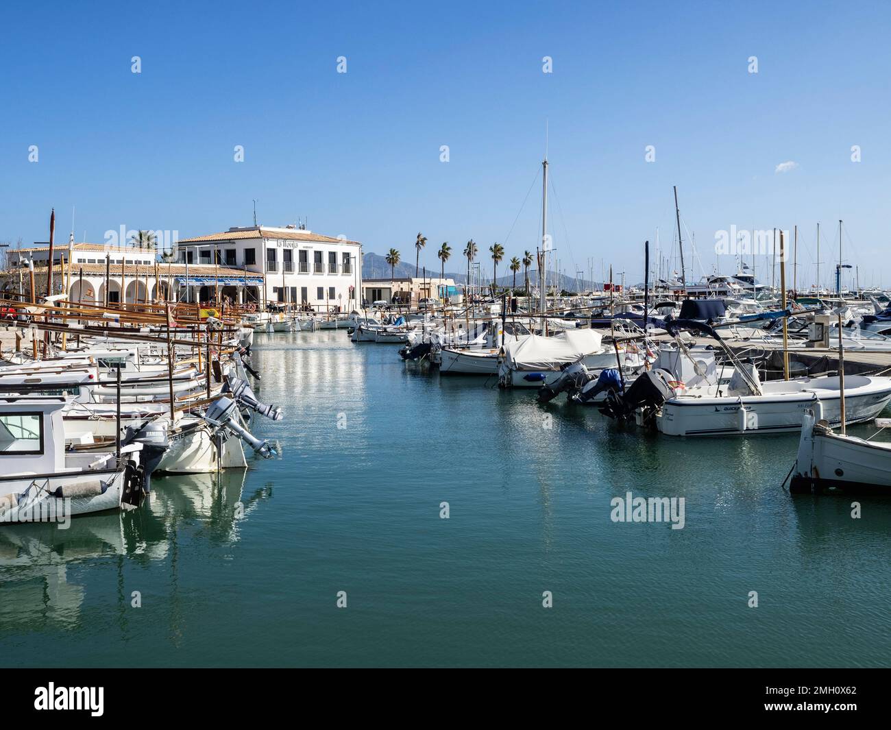 Yachthafen, Hafen von Pollensa/Puerto de Pollenca, Mallorca, Spanien Stockfoto