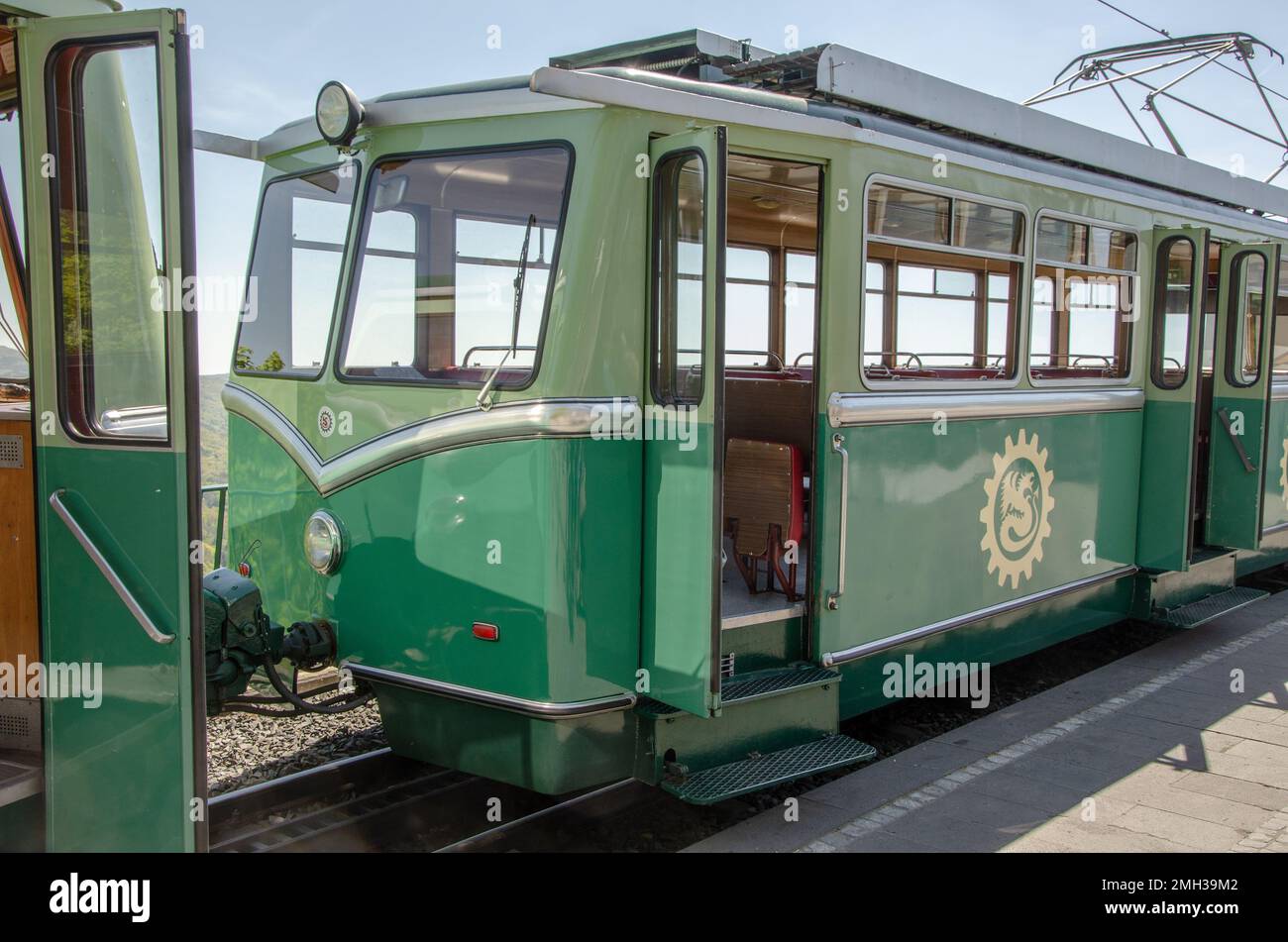 Königswinter Juni 2016: Die Drachenfels-Zahnradbahn Stockfoto