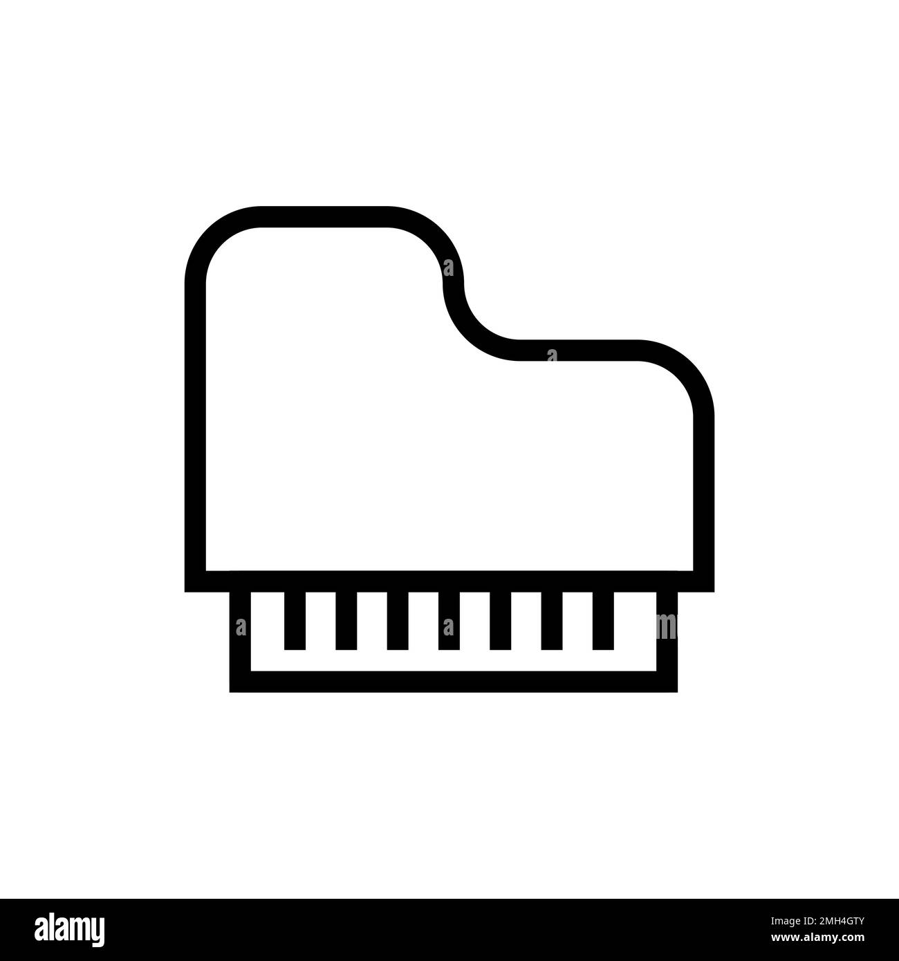 Große Klaviersymbollinie isoliert auf weißem Hintergrund. Schwarzer, flacher Klassiker mit modernem Umriss. Lineares Symbol und bearbeitbare Kontur. Einfach und Pixel Stock Vektor
