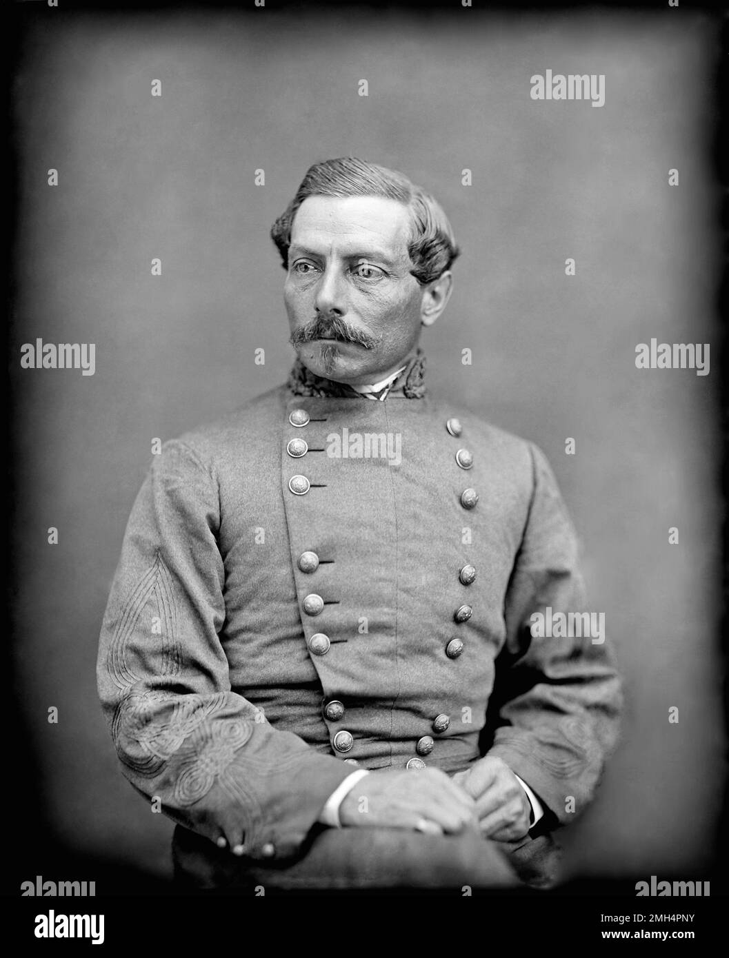 General Pierre Gustave Toutant de Beauregard, der Befehlshaber der Konföderierten des Bombenanschlags auf Fort Sumter war. Die Bombardierung und Gefangennahme von Fort Sumter durch die Konföderierten war die Eröffnungsschlacht im Amerikanischen Bürgerkrieg. Stockfoto