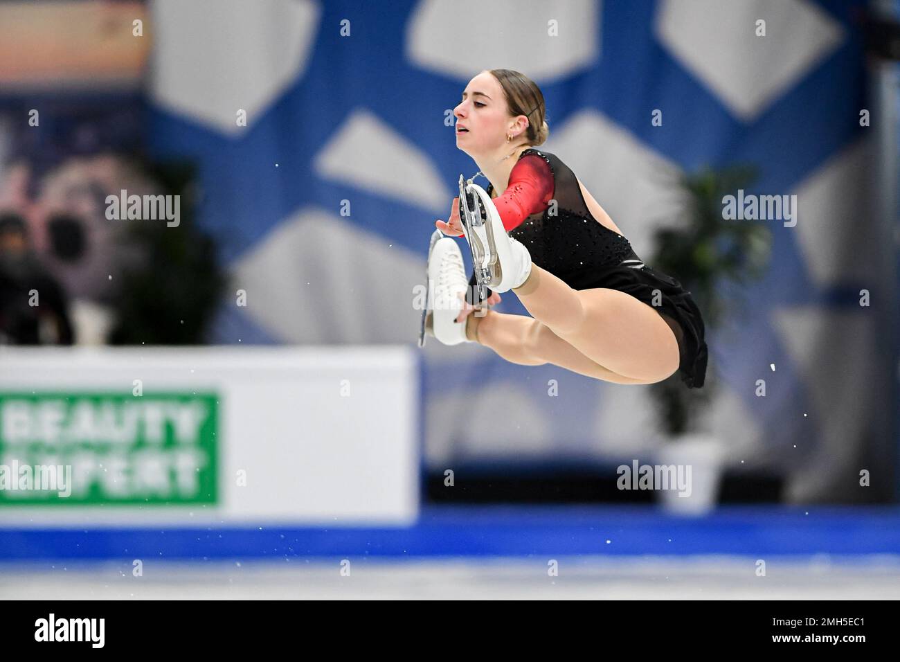 Lea SERNA (FRA), während des Women Short Program, bei der ISU European Figure Skating Championships 2023, in Espoo Metro Areena, am 26. Januar 2023 in Espoo, Finnland. Kredit: Raniero Corbelletti/AFLO/Alamy Live News Stockfoto