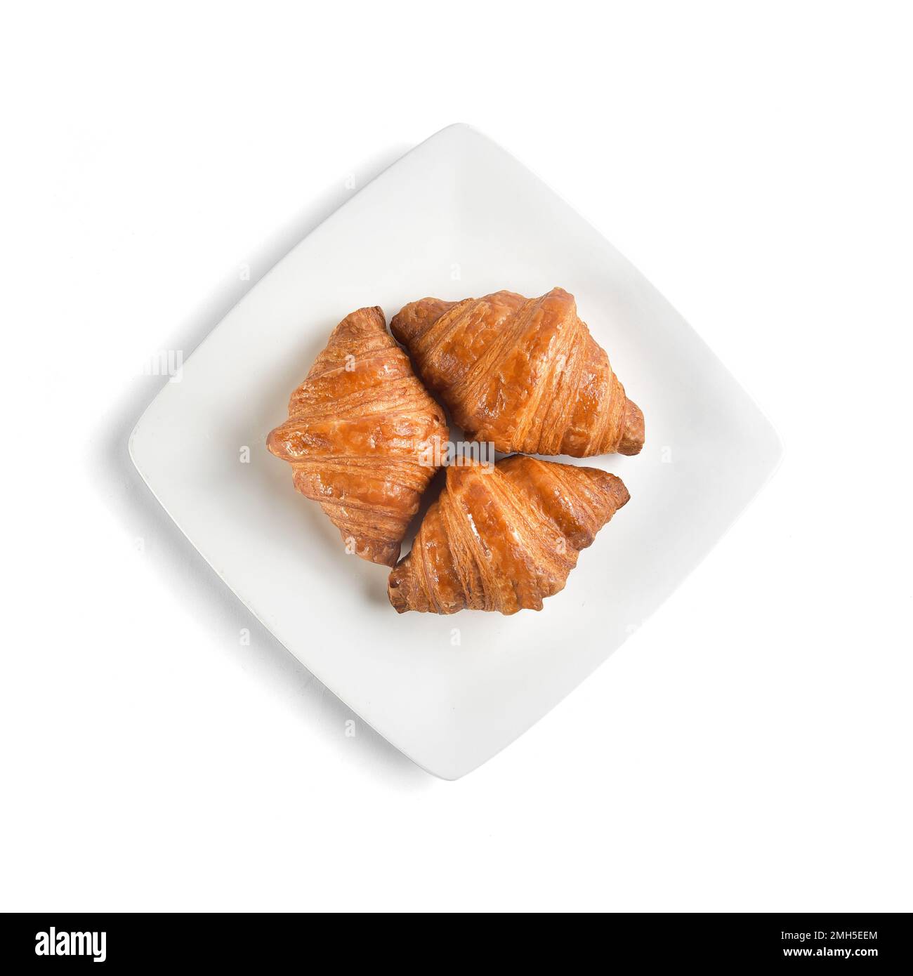 Croissant im amerikanischen Stil. Anders als bei einem Brot nach französischer Art ist das Brot knusprig und knusprig. Es ist auch ein notwendiges Essen zum Frühstück mit Marmelade, Stockfoto