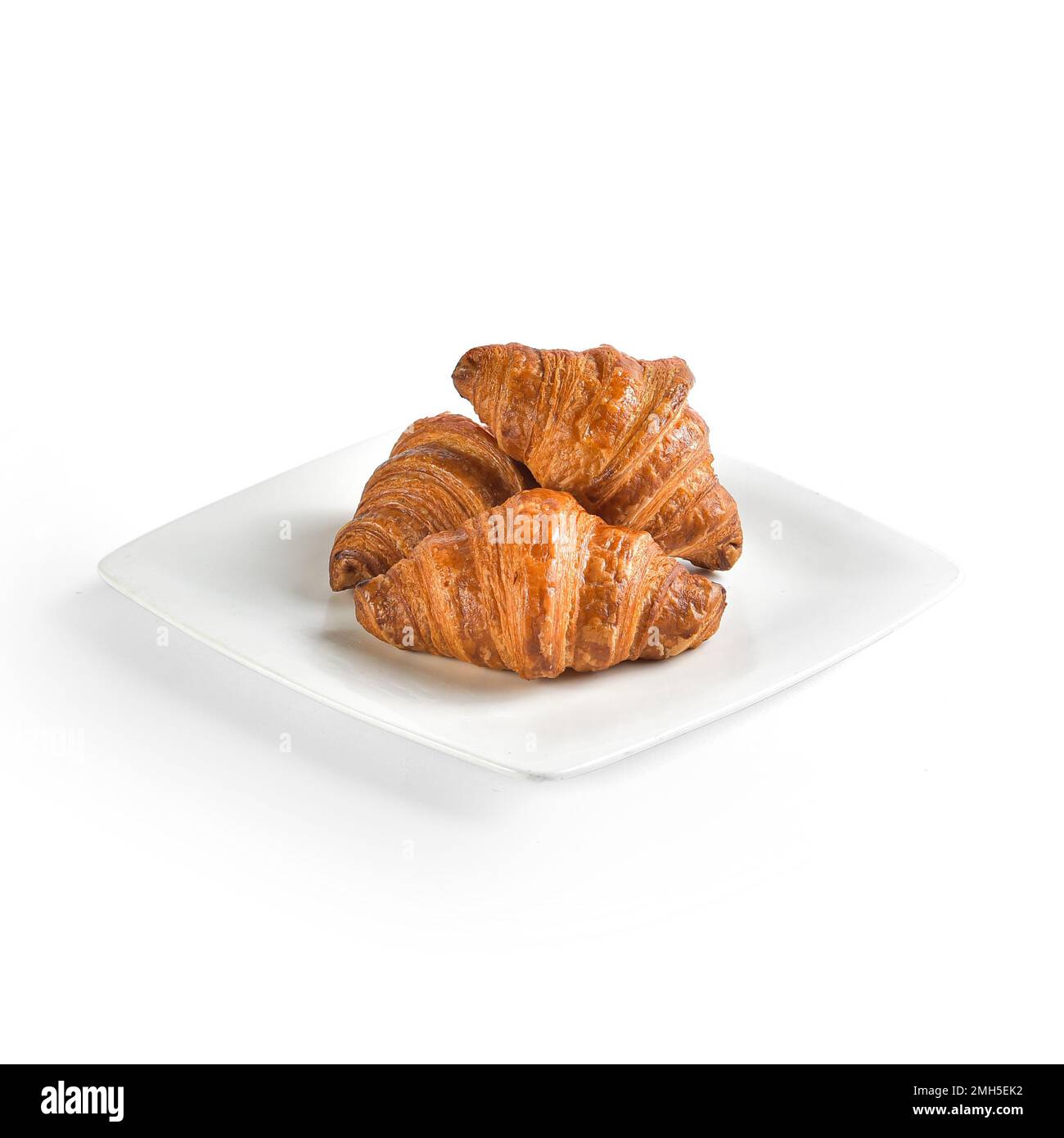 Croissant im amerikanischen Stil. Anders als bei einem Brot nach französischer Art ist das Brot knusprig und knusprig. Es ist auch ein notwendiges Essen zum Frühstück mit Marmelade, Stockfoto