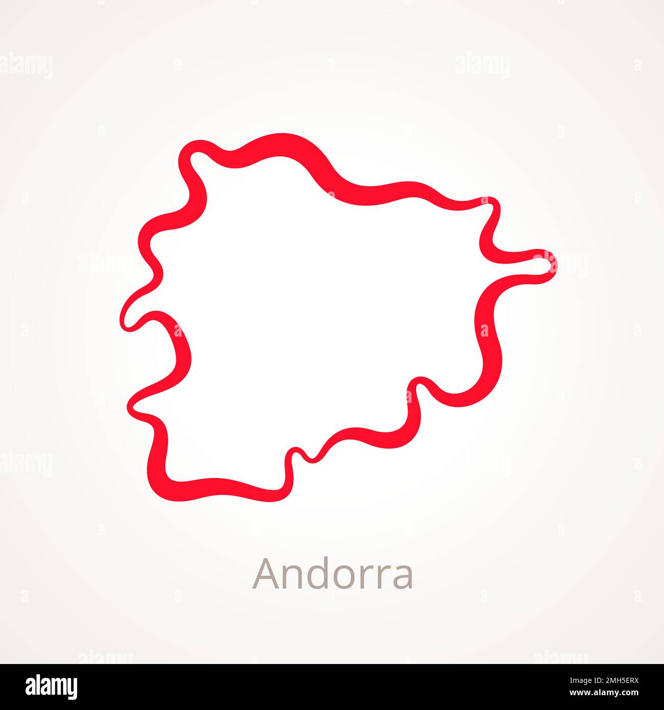 Umrisskarte von Andorra mit roter Linie. Stock Vektor