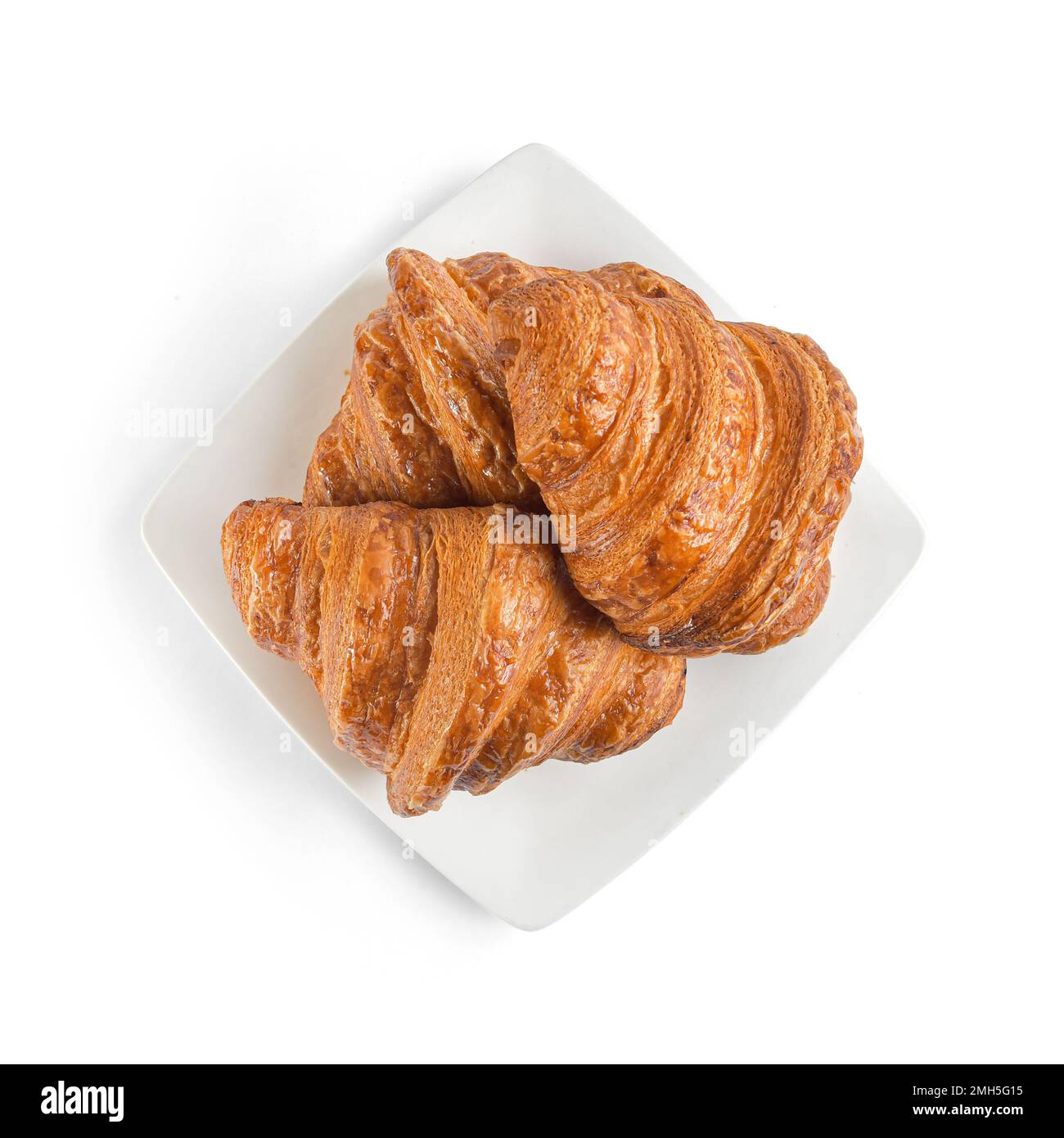 Croissant im amerikanischen Stil. Anders als bei einem Brot nach französischer Art ist das Brot knusprig und knusprig. Es ist auch ein notwendiges Essen zum Frühstück mit Marmelade, Stockfoto