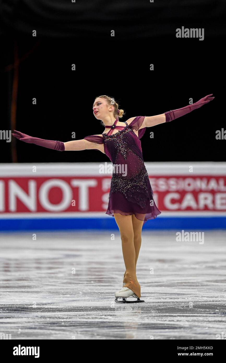 Alexandra FEIGIN (BUL), während des Women Short Program, bei der ISU European Figure Skating Championships 2023, in Espoo Metro Areena, am 26. Januar 2023 in Espoo, Finnland. Kredit: Raniero Corbelletti/AFLO/Alamy Live News Stockfoto