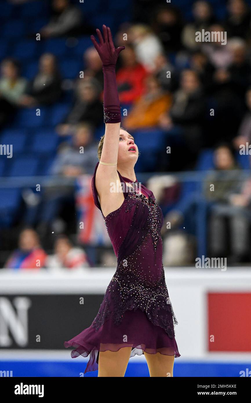 Alexandra FEIGIN (BUL), während des Women Short Program, bei der ISU European Figure Skating Championships 2023, in Espoo Metro Areena, am 26. Januar 2023 in Espoo, Finnland. Kredit: Raniero Corbelletti/AFLO/Alamy Live News Stockfoto