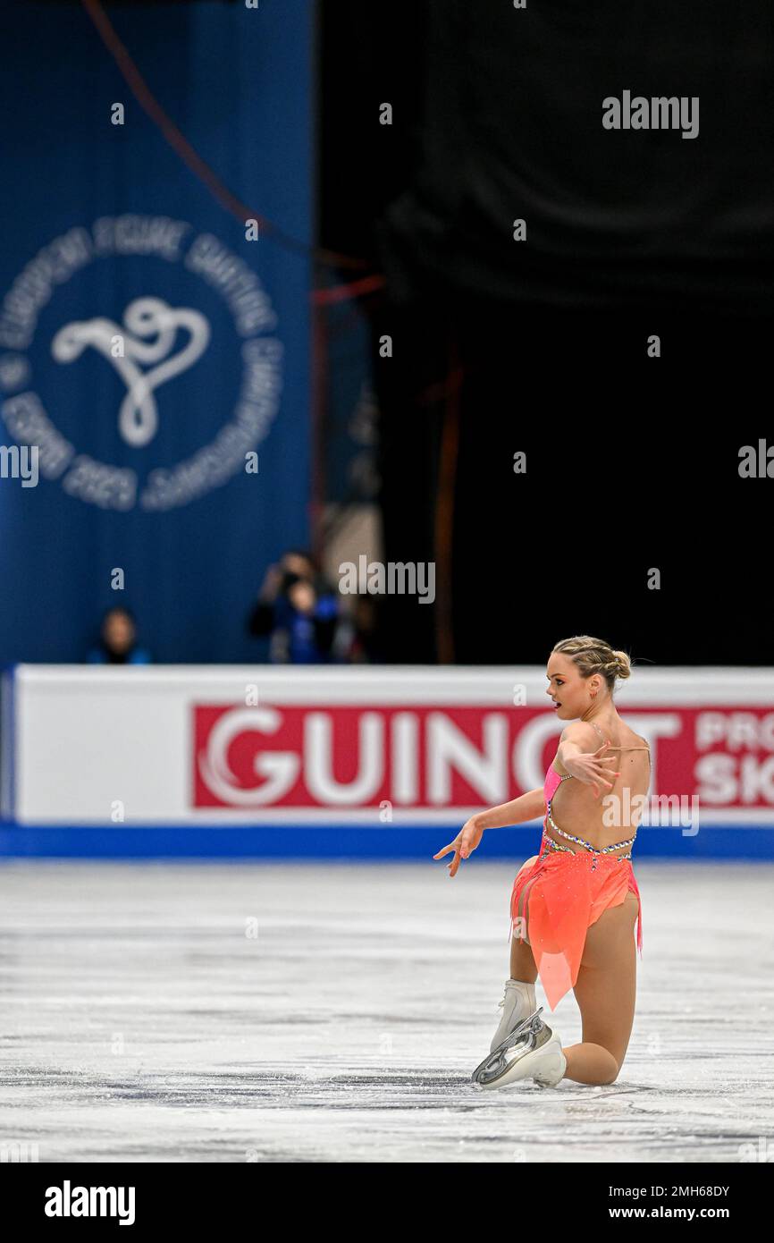 Loena HENDRICKX (BEL), während des Women Short Program, bei der ISU European Figure Skating Championships 2023, in Espoo Metro Areena, am 26. Januar 2023 in Espoo, Finnland. Kredit: Raniero Corbelletti/AFLO/Alamy Live News Stockfoto