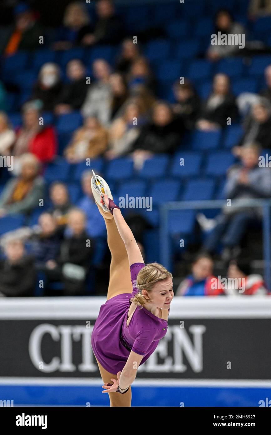 Ekaterina KURAKOVA (POL), während des Women Short Program, bei der ISU European Figure Skating Championships 2023, in Espoo Metro Areena, am 26. Januar 2023 in Espoo, Finnland. Kredit: Raniero Corbelletti/AFLO/Alamy Live News Stockfoto