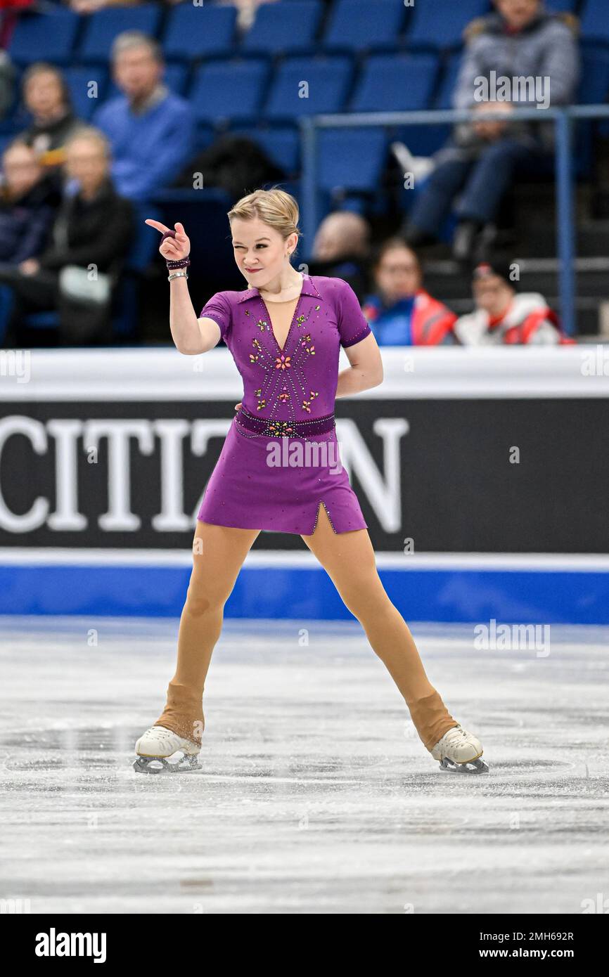 Ekaterina KURAKOVA (POL), während des Women Short Program, bei der ISU European Figure Skating Championships 2023, in Espoo Metro Areena, am 26. Januar 2023 in Espoo, Finnland. Kredit: Raniero Corbelletti/AFLO/Alamy Live News Stockfoto