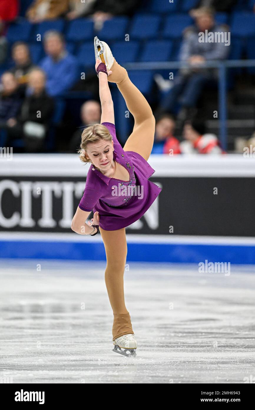 Ekaterina KURAKOVA (POL), während des Women Short Program, bei der ISU European Figure Skating Championships 2023, in Espoo Metro Areena, am 26. Januar 2023 in Espoo, Finnland. Kredit: Raniero Corbelletti/AFLO/Alamy Live News Stockfoto