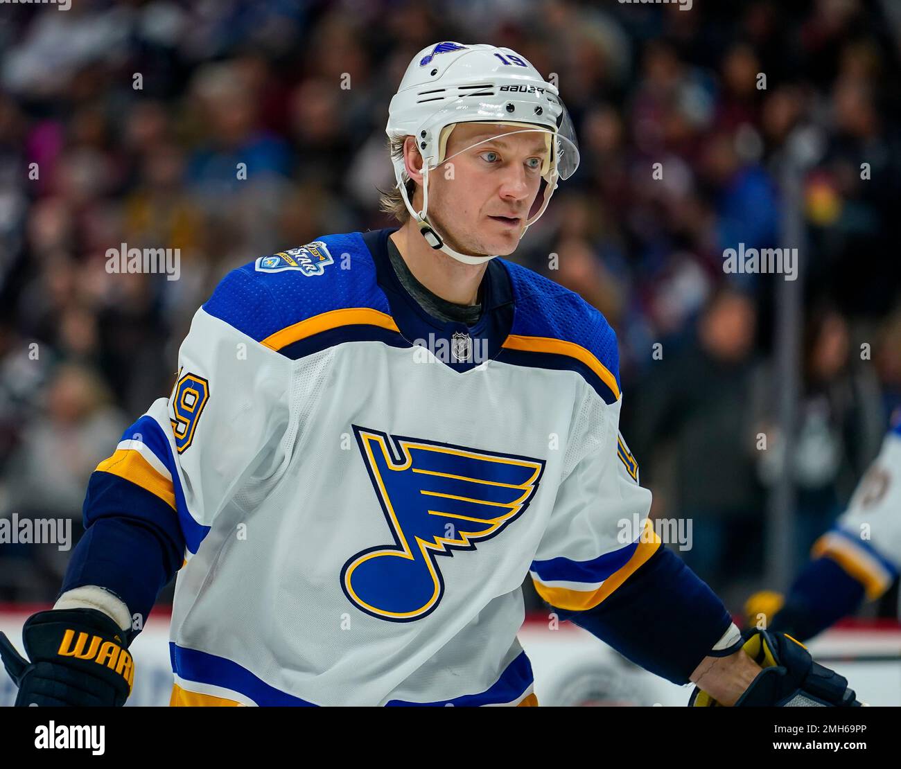 St. Louis Blues defenseman Jay Bouwmeester skates against the Colorado Avalanche during the third period of an NHL hockey game, Thursday, Jan. 2, 2020, in Denver (AP Photo/Jack Dempsey) Stockfoto