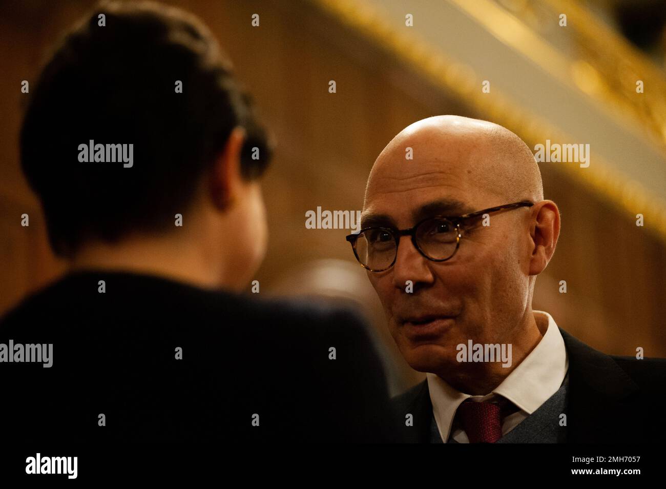 Hochkommissar der Vereinten Nationen für Menschenrechte, Volker Turk, anlässlich einer Pressekonferenz am 25. Januar 2022 in Bogota (Kolumbien). Stockfoto