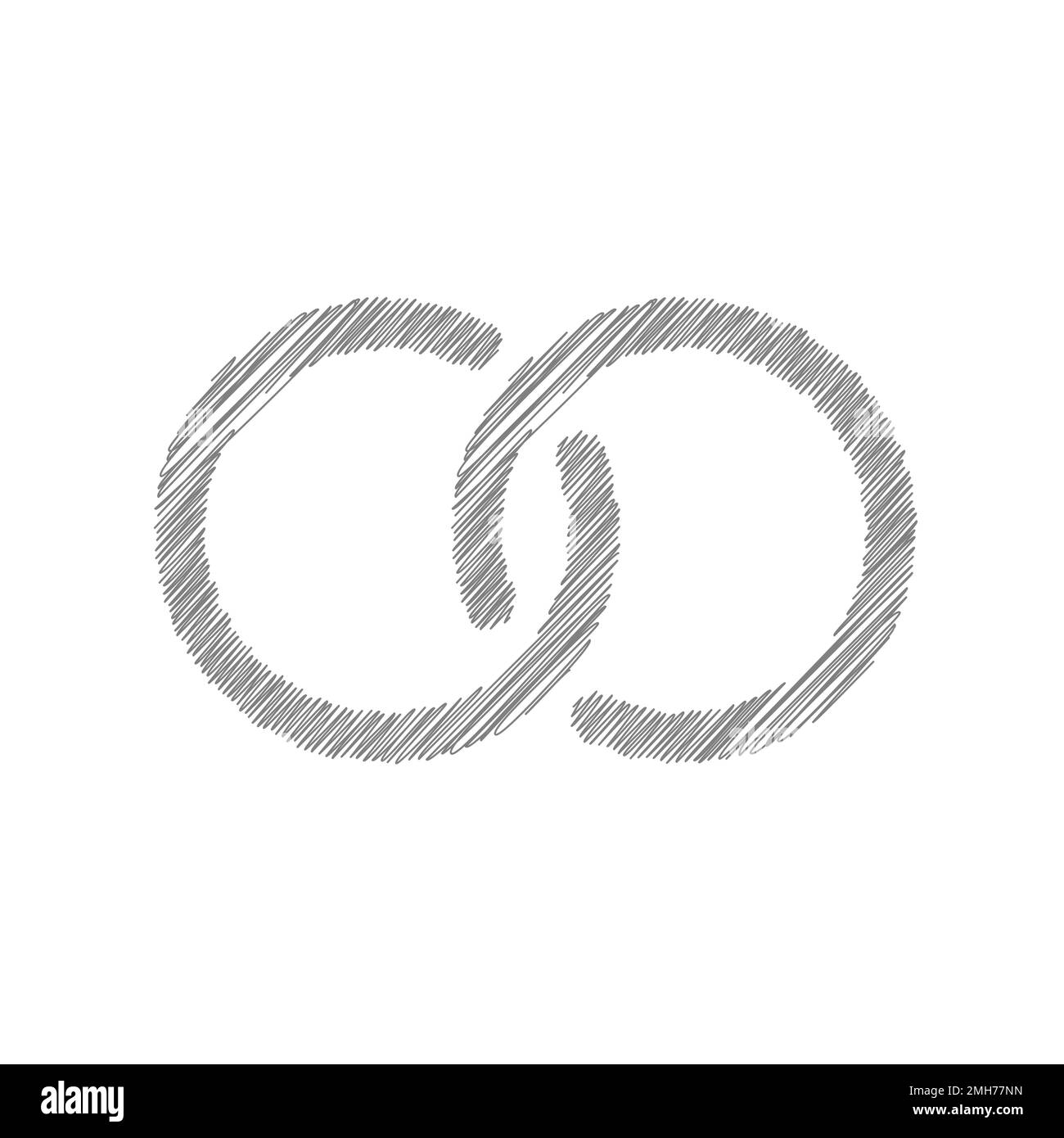 Eheringe weißes Skizzenvektorsymbol. Eheringe, trendige Illustration Stock Vektor