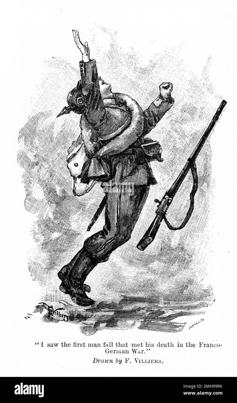 Der erste Soldat, der während des französisch-preußischen Krieges oder des deutsch-französischen Krieges, der in Frankreich oft als Krieg von 1870 bezeichnet wird, ein Konflikt zwischen dem Zweiten Französischen Reich und der Norddeutschen Konföderation unter der Führung des Königreichs Preußen, in die Schlacht fiel, Vom 19. Juli 1870 bis zum 28. Januar 1871. Stockfoto