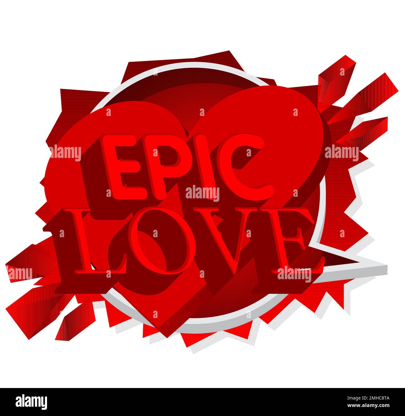 „Hearts with Epic Love“-Text. Abstrakte Herzfesttage-Hintergrund-Cartoon-Illustration. Stock Vektor