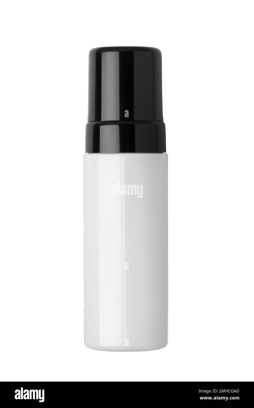 Kosmetische Cremeflasche, Plastikgläser mit Kosmetik auf weißem Hintergrund. Schneideweg, Flasche, Sahne. Stockfoto