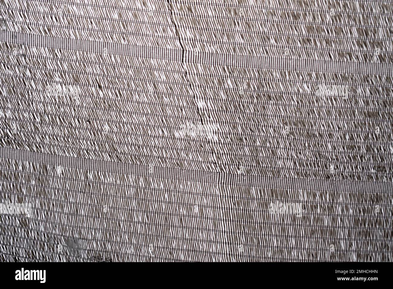 Sonnenschutz für Netzstruktur in Schwarz und Weiß, Netzhintergrund mit Linien. Abstrakter Hintergrund Stockfoto