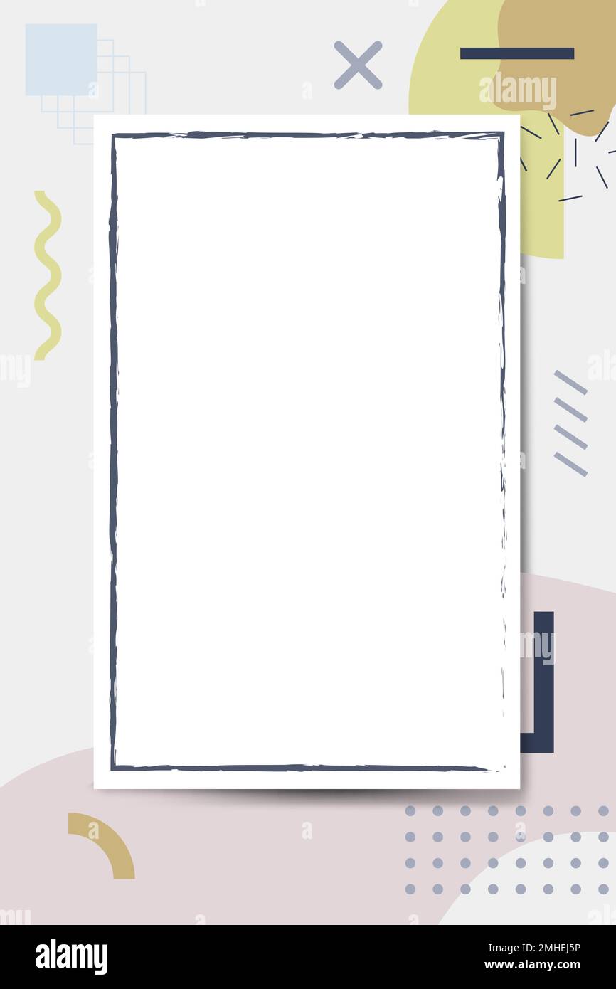 Blauer Rahmen auf Memphis Design Muster Hintergrund Vektor Stock Vektor