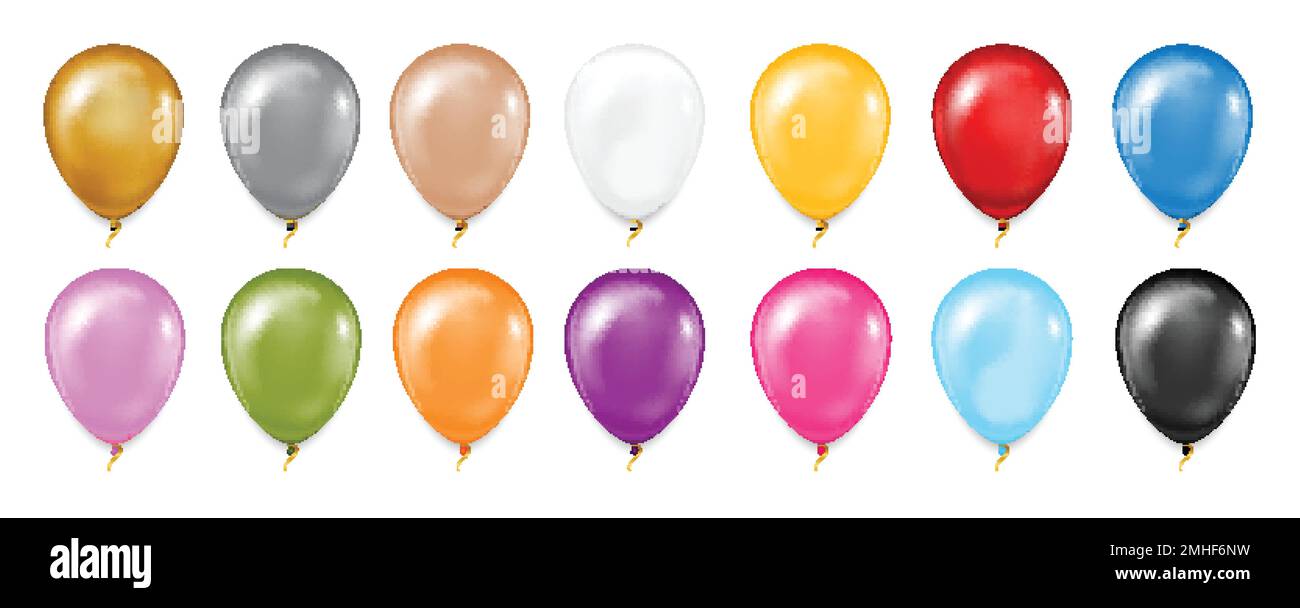 Set mit 3D bunten Ballons. Realistische Ballons Stock Vektor