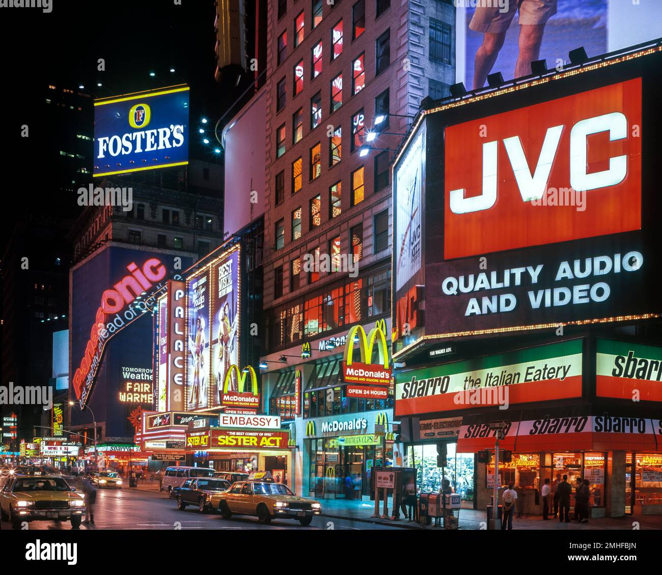 1992 historische NEON REKLAMETAFEL ZEICHEN TIMES SQUARE MANHATTAN NEW YORK CITY USA Stockfoto