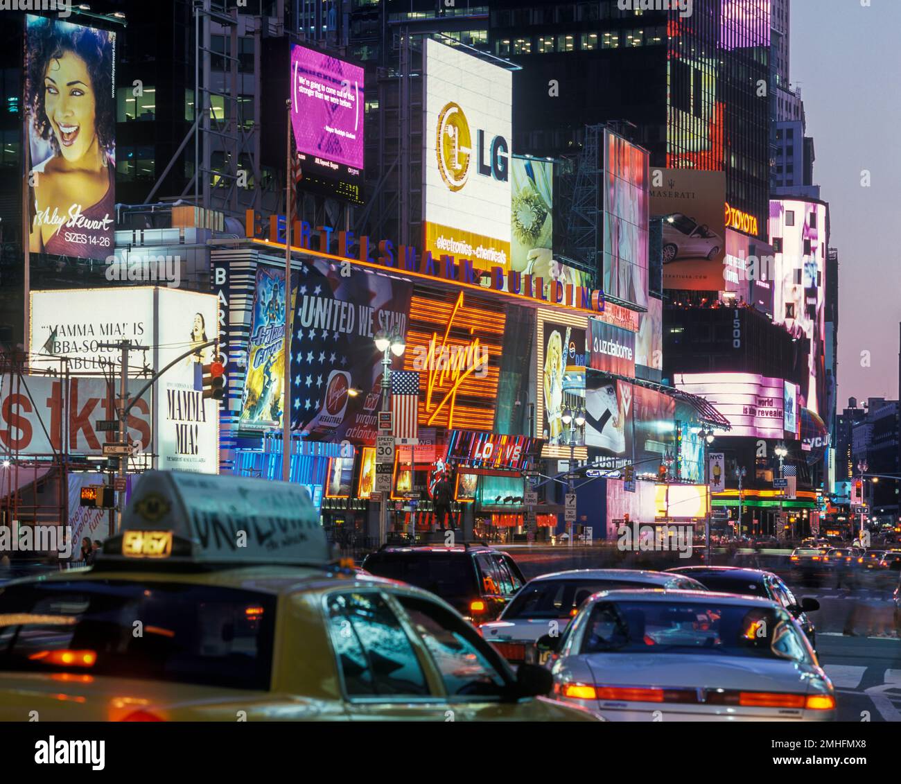 2002 HISTORISCHE TRAFFIC TIMES SQUARE MANHATTAN NEW YORK CITY USA Stockfoto