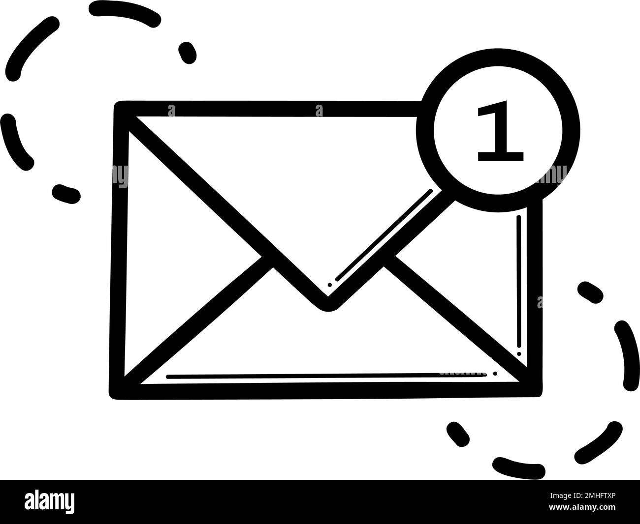 Vektorsymbol für Newsletterzeile. Gliederung-E-Mail. Umschlag mit Buchstabenvektorzeichen, lineares Piktogramm auf weiß isoliert. . Stock Vektor