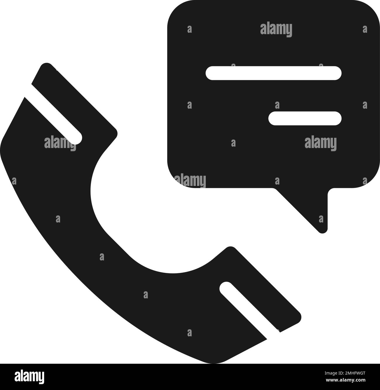 Mobiltelefon mit Sprachblase, schwarzes Glyphensymbol Stock Vektor