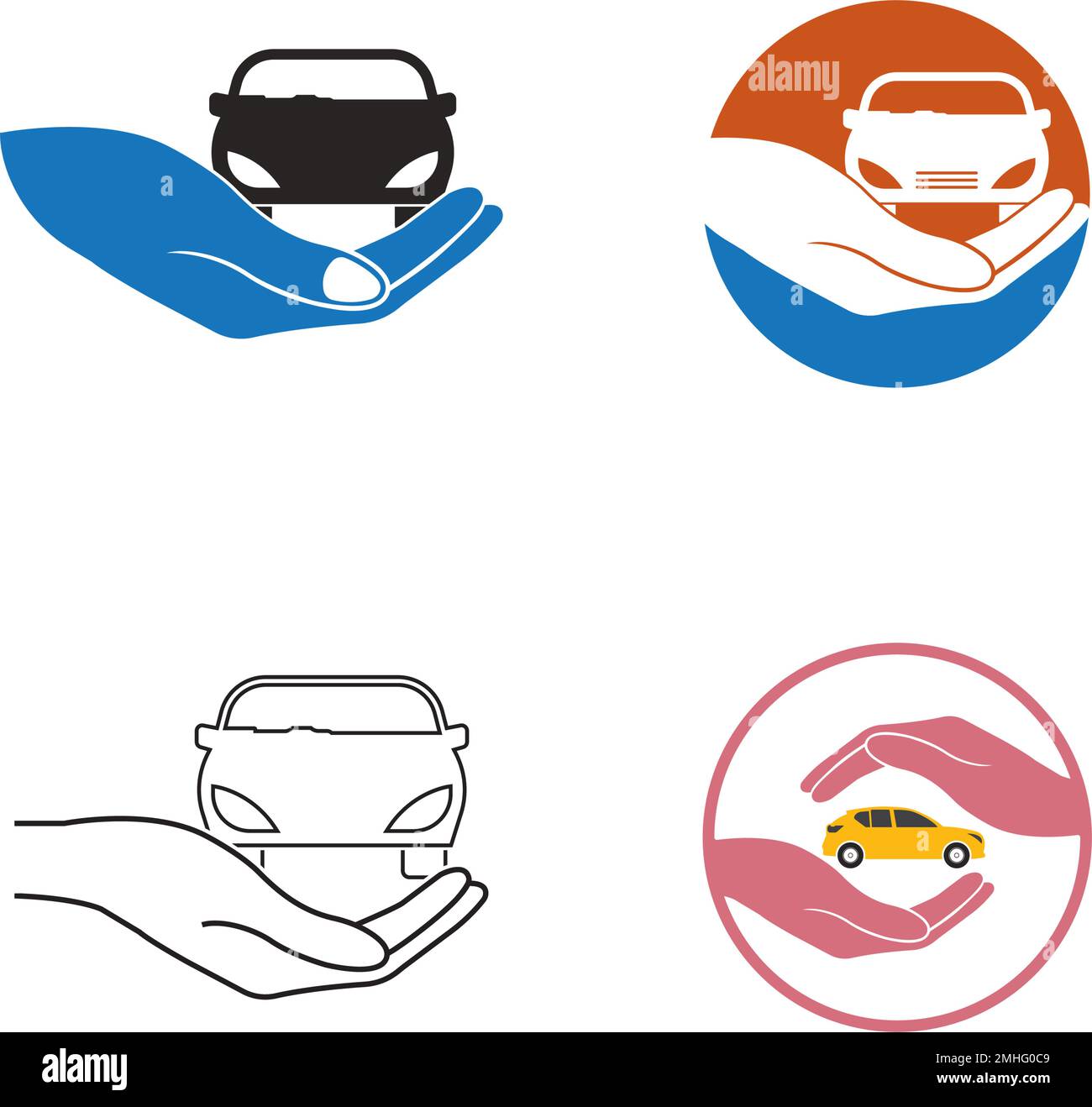 Symbol Fahrzeugversicherung. vector-Logo oder Autoschutz-Symbol Stock Vektor