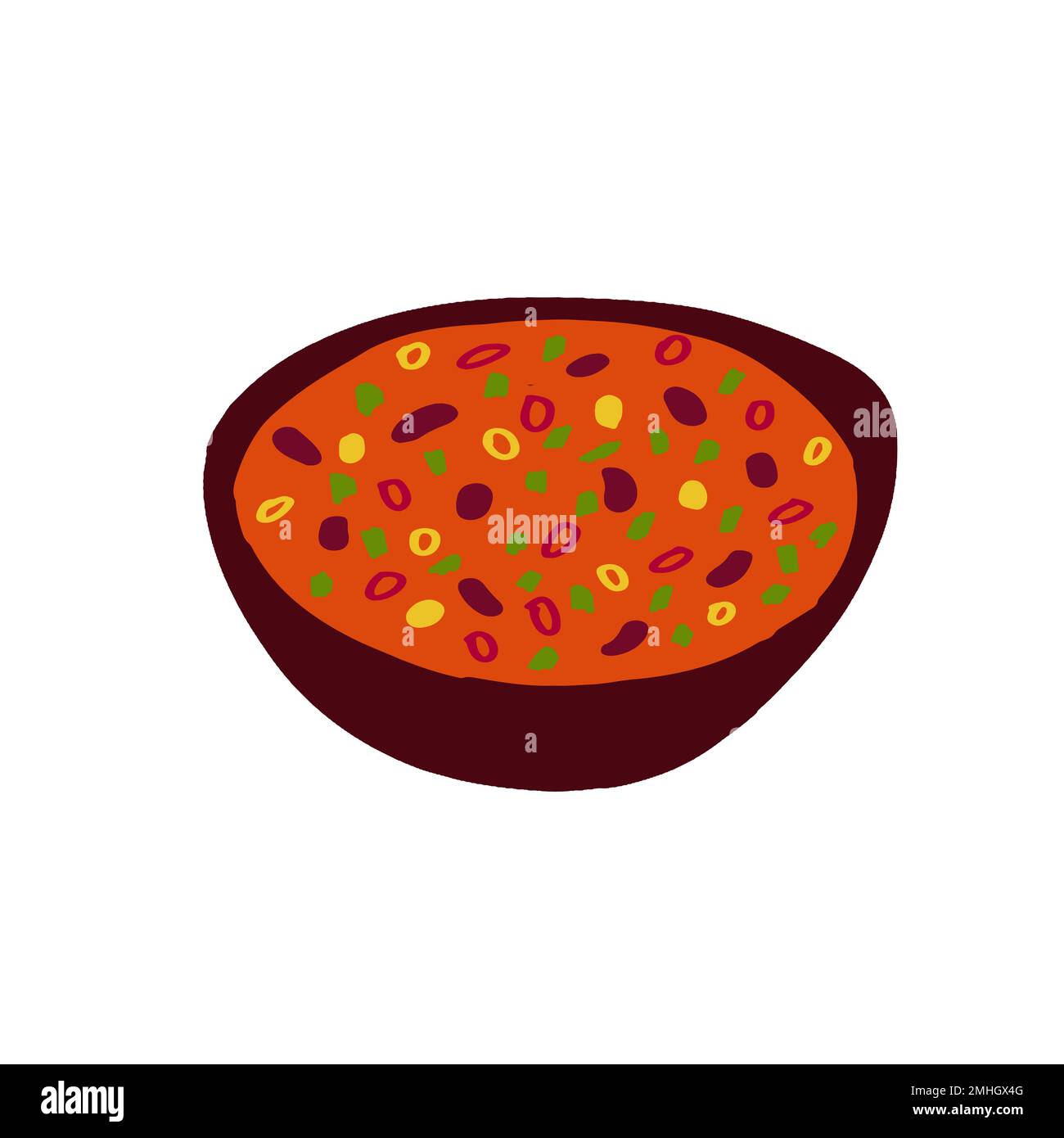 Mexikanische Küche Chili Con Carne Illustration isoliert auf weißem Hintergrund Stock Vektor