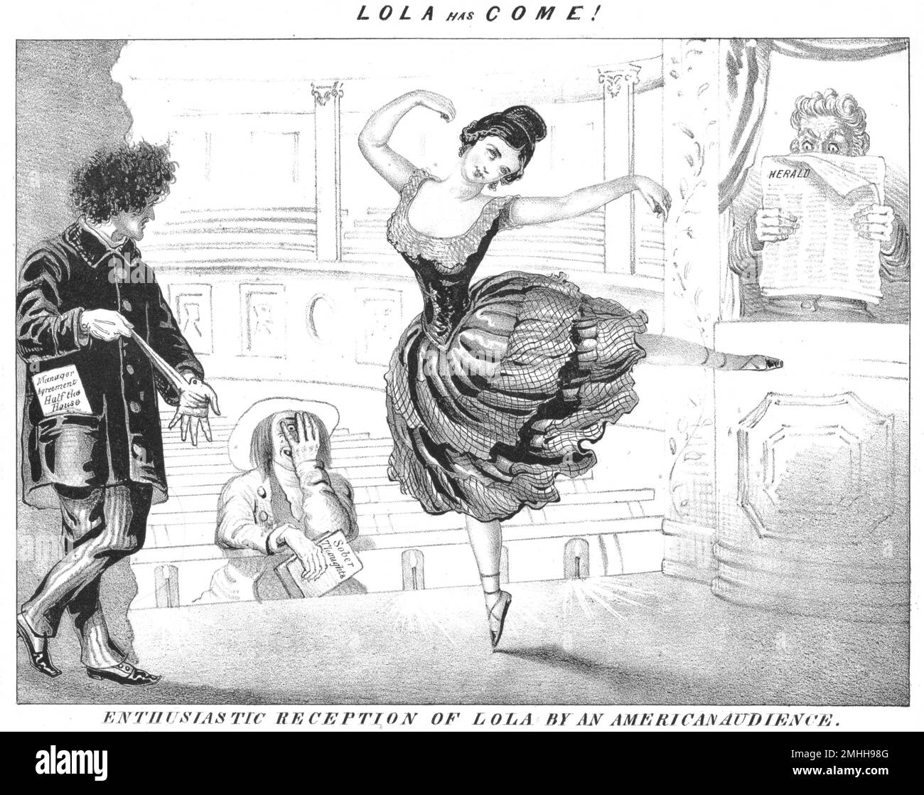 Lola ist gekommen! - Enthusiastischer Empfang von Lola durch ein amerikanisches Publikum - 1852 Stockfoto