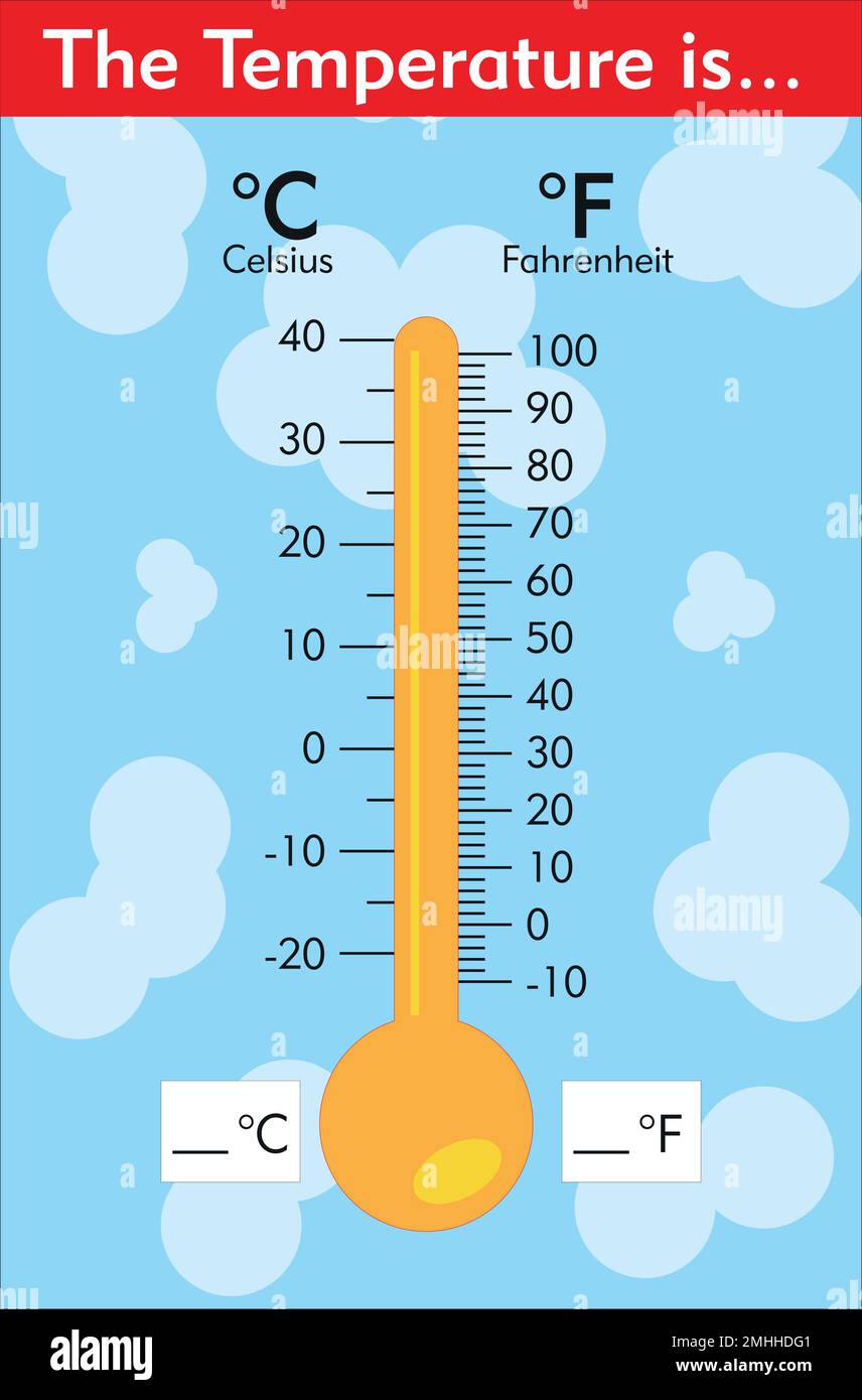 Vektor der Temperaturskala, Sommer und Winter Stock Vektor