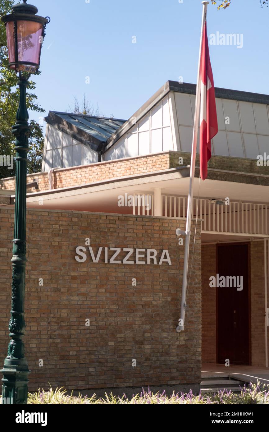 Blick auf den Schweizer Pavillon an der Biennale von Venedig Stockfoto