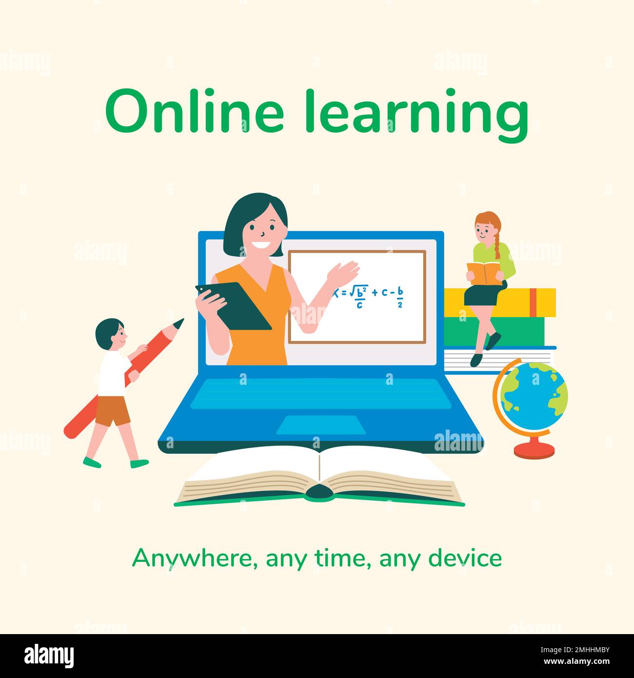 Online Learning editierbare Vorlage Vektor für Social Media Beiträge Bildung in der neuen Norm Stock Vektor