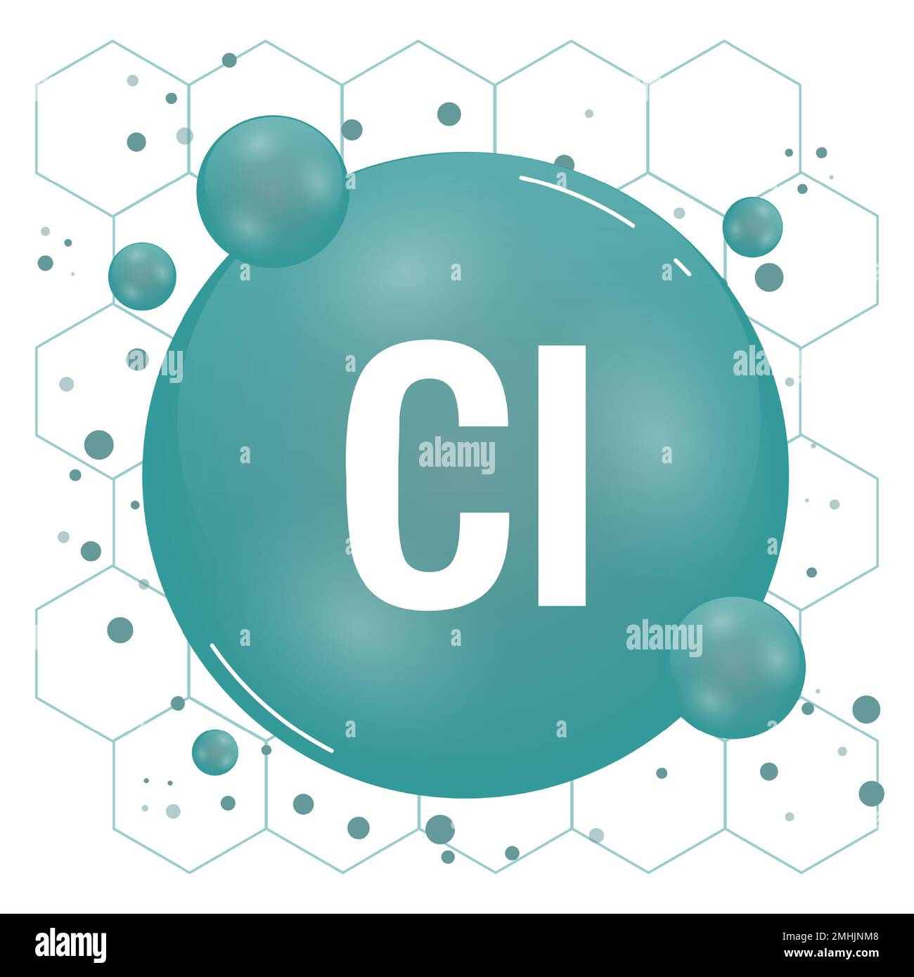 Symbol für Chlor, Cl-Mineral. Mineralvitaminkomplex. Okologie und biochemisches Konzept. Vektordarstellung Stock Vektor