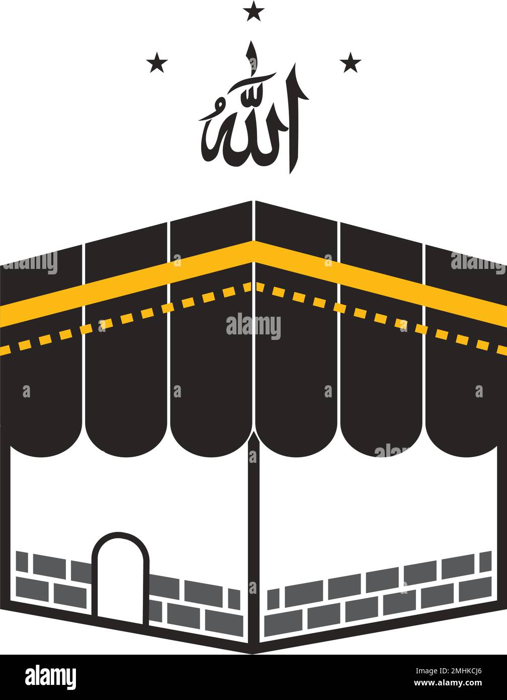 kaaba-Vektorsymbol. Das Mekka der Gottesdienste für Muslime, Logo-Design-Illustration Stock Vektor