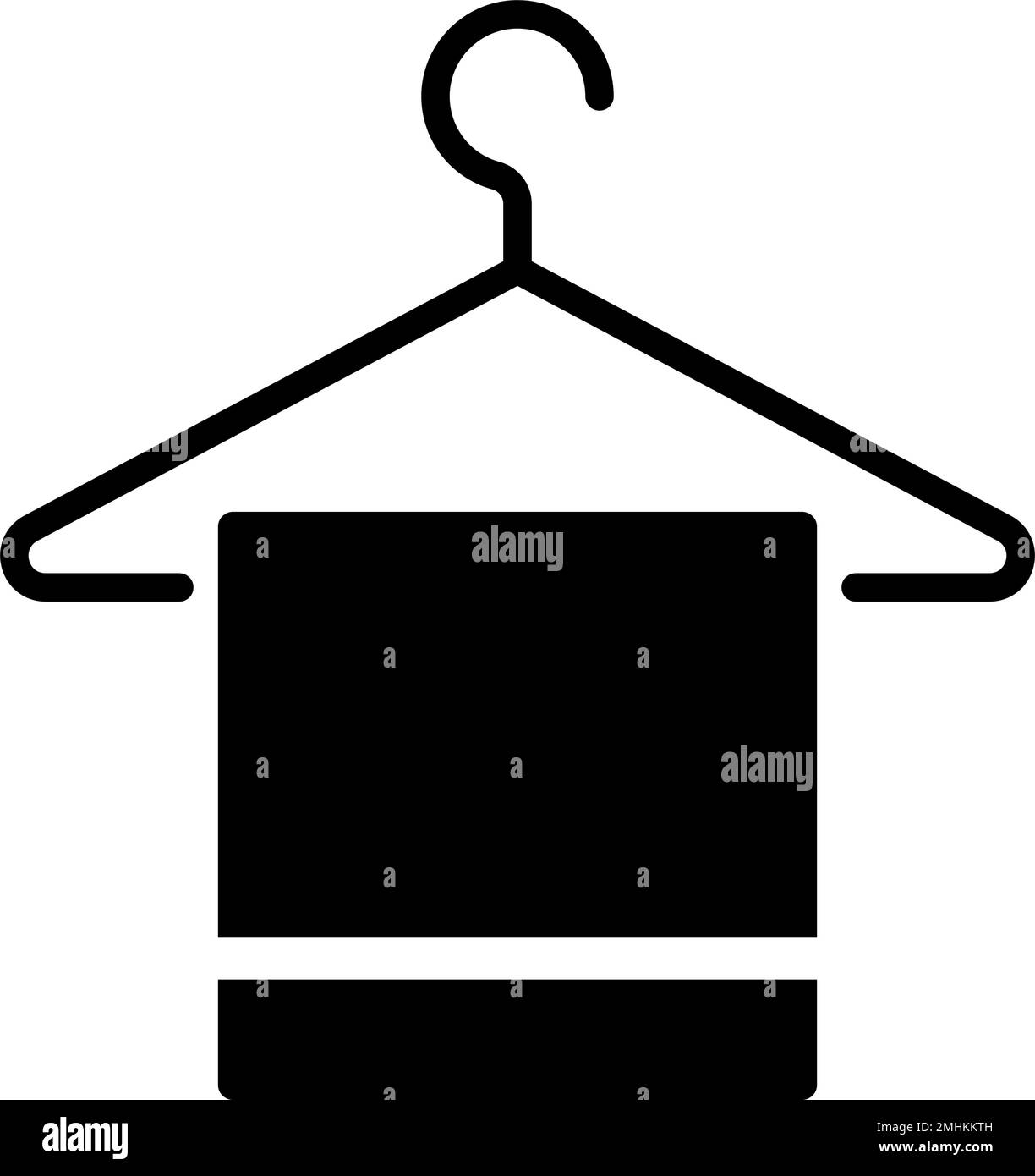 Silhouettensymbol für Handtuch und Kleiderbügel. Handtuchtrocknung. Bearbeitbarer Vektor. Stock Vektor