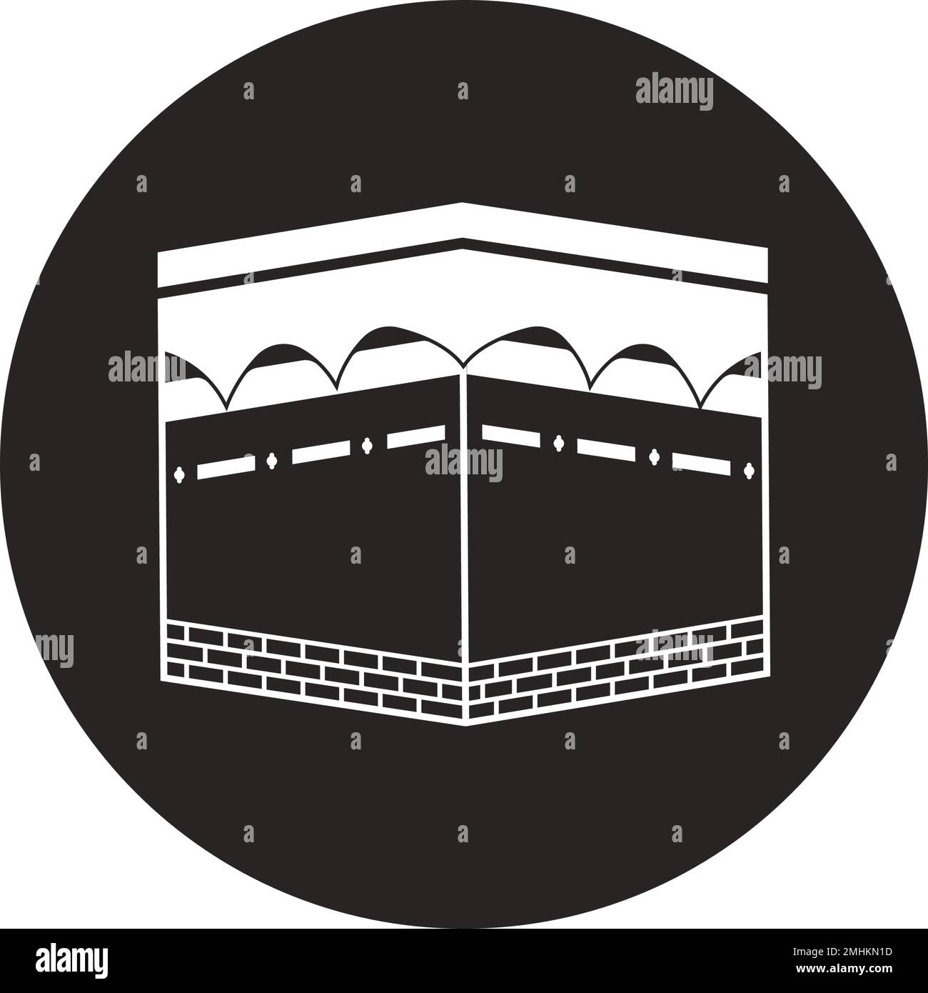kaaba-Vektorsymbol. Das Mekka der Gottesdienste für Muslime, Logo-Design-Illustration Stock Vektor