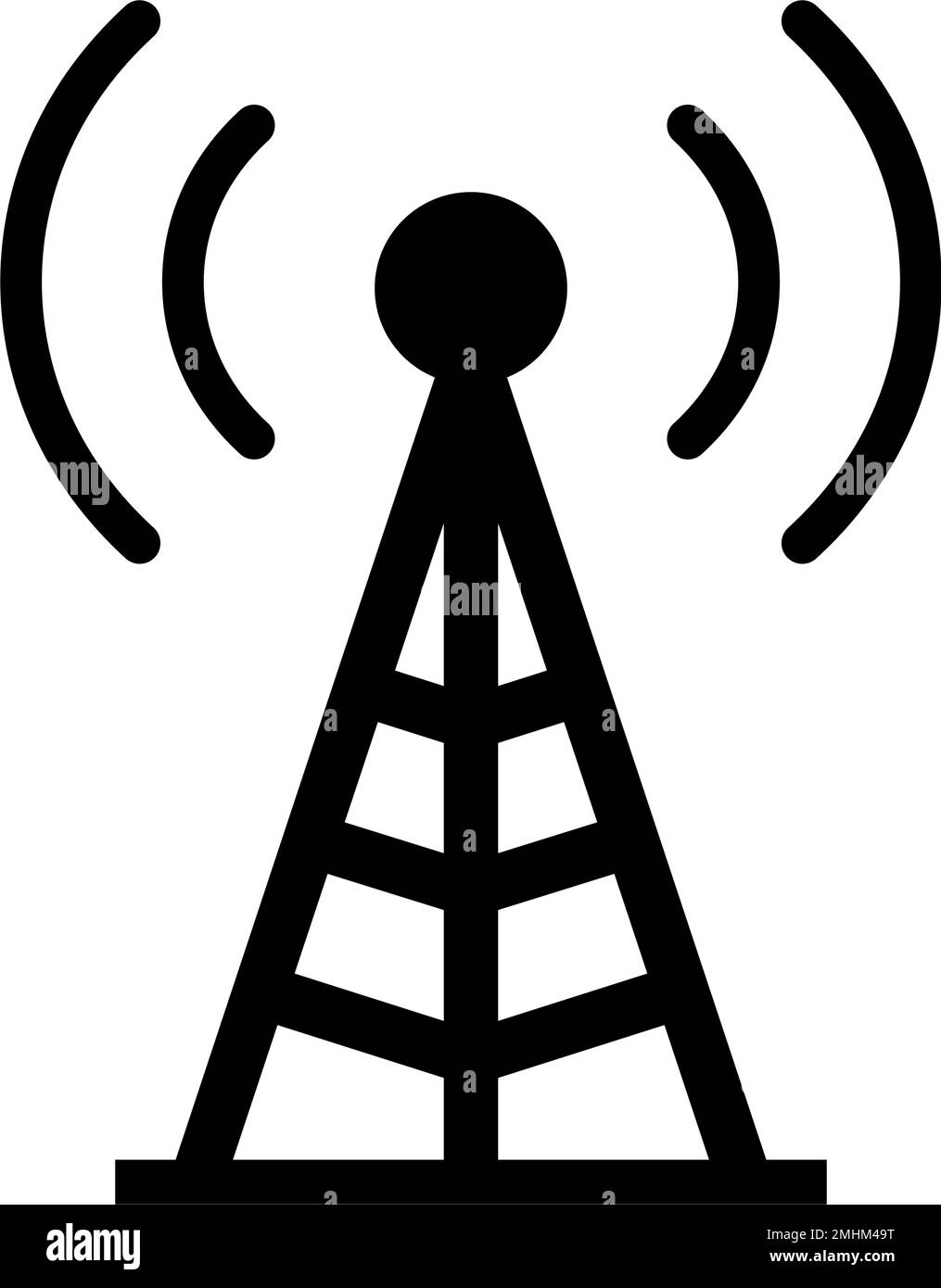 Mobilfunk-Basisstation. Funkturm. Kommunikationsturm. Bearbeitbarer Vektor. Stock Vektor
